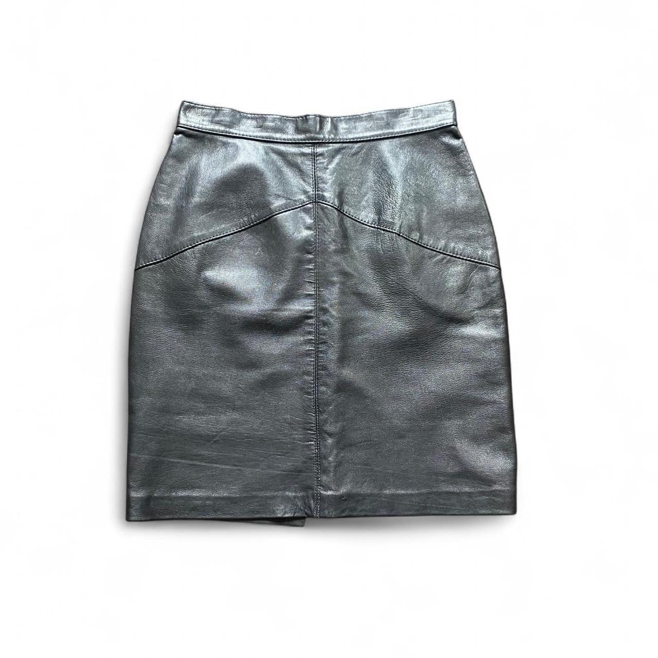 Vintage Black leather high waisted pencil skirt