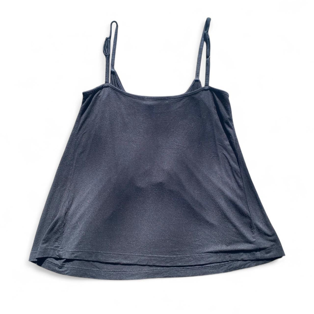 Y2K ruched flowy black tank top with silver threading