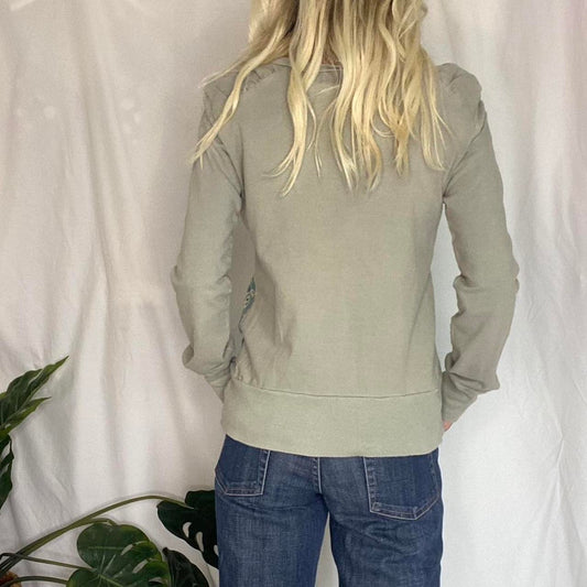 Sage green Y2K style distressed Crewneck