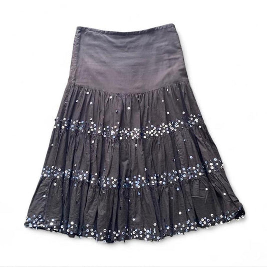 Y2K Brown fairy pleated maxi skirt with sequins