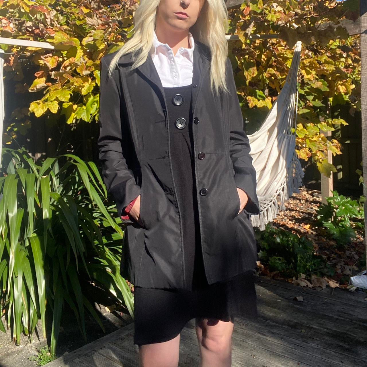 Vintage Black 90s long sleeve button up coat