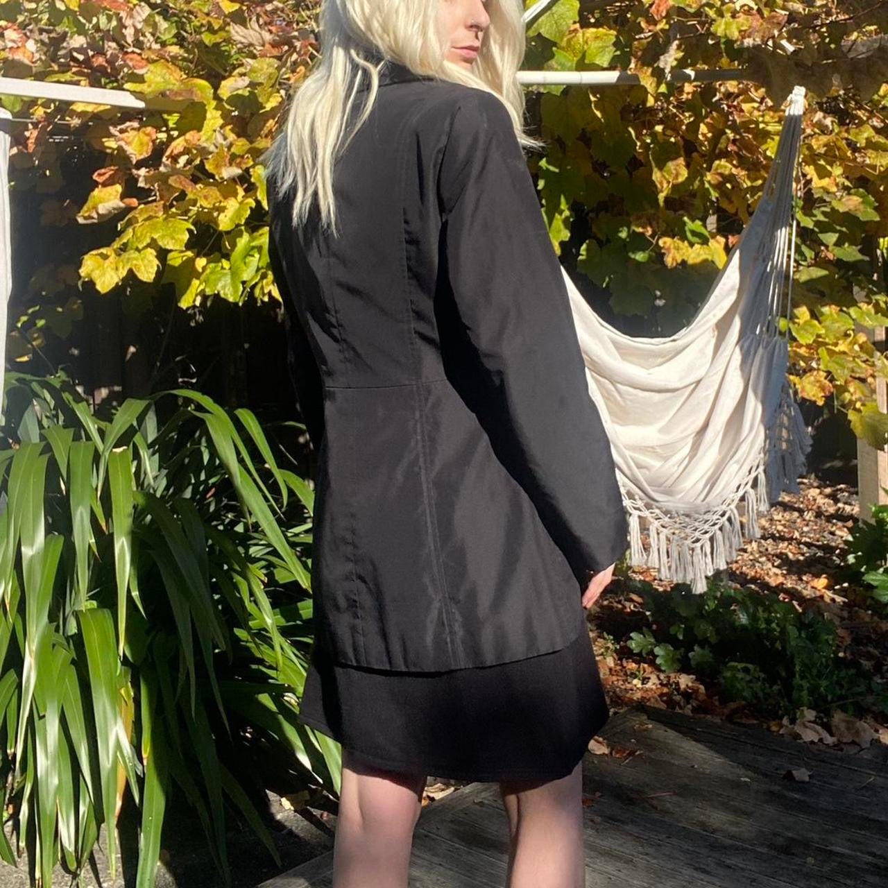 Vintage Black 90s long sleeve button up coat