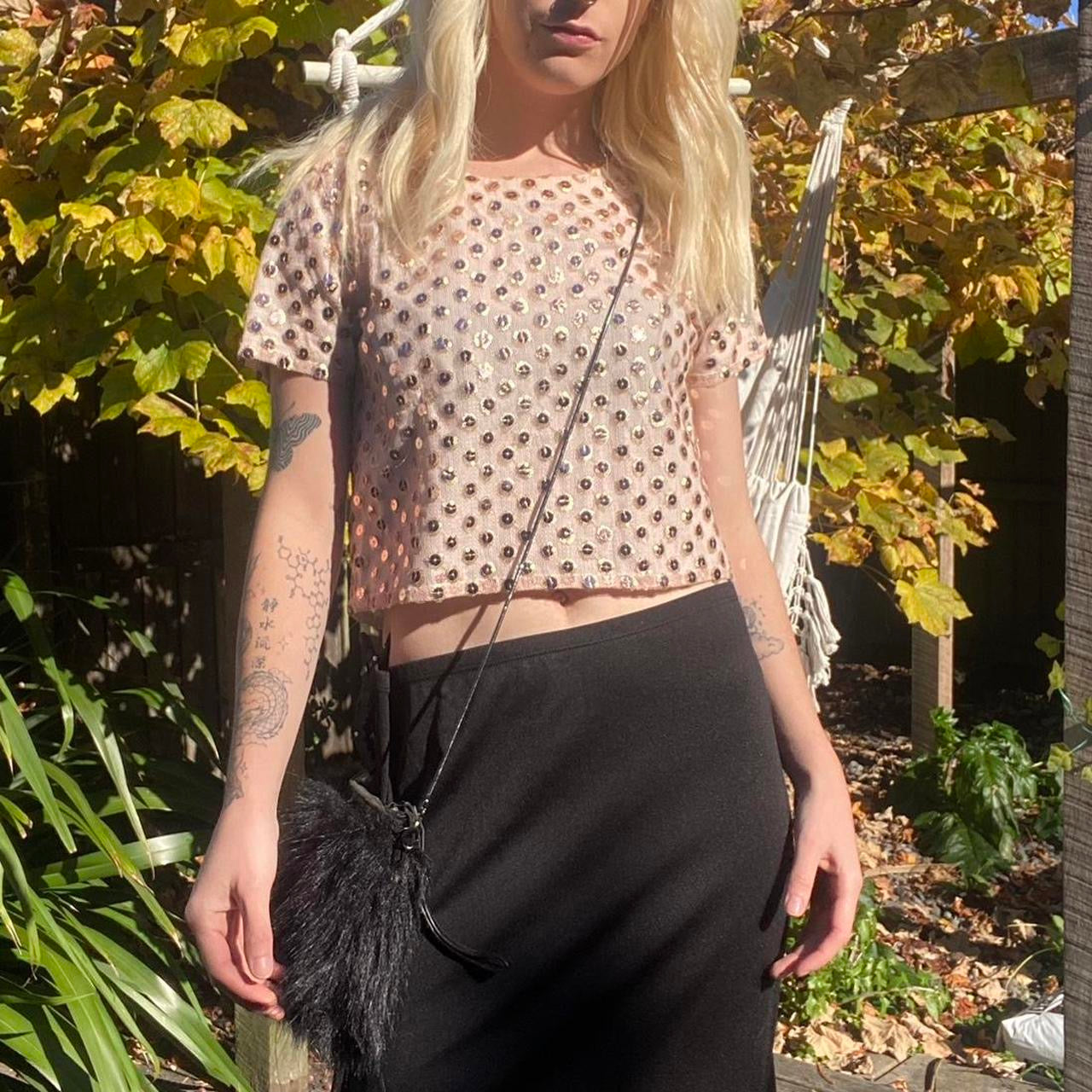 Gorgeous beige sparkly Sequin tee