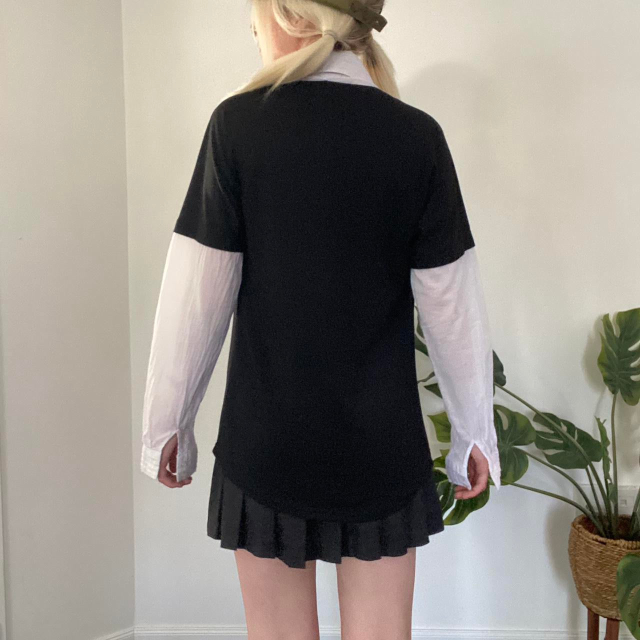 Y2K Black and white asymmetrical layered shirt