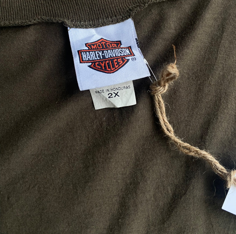 Vintage Y2K Harley Davidson army girl pink and Khaki tee!