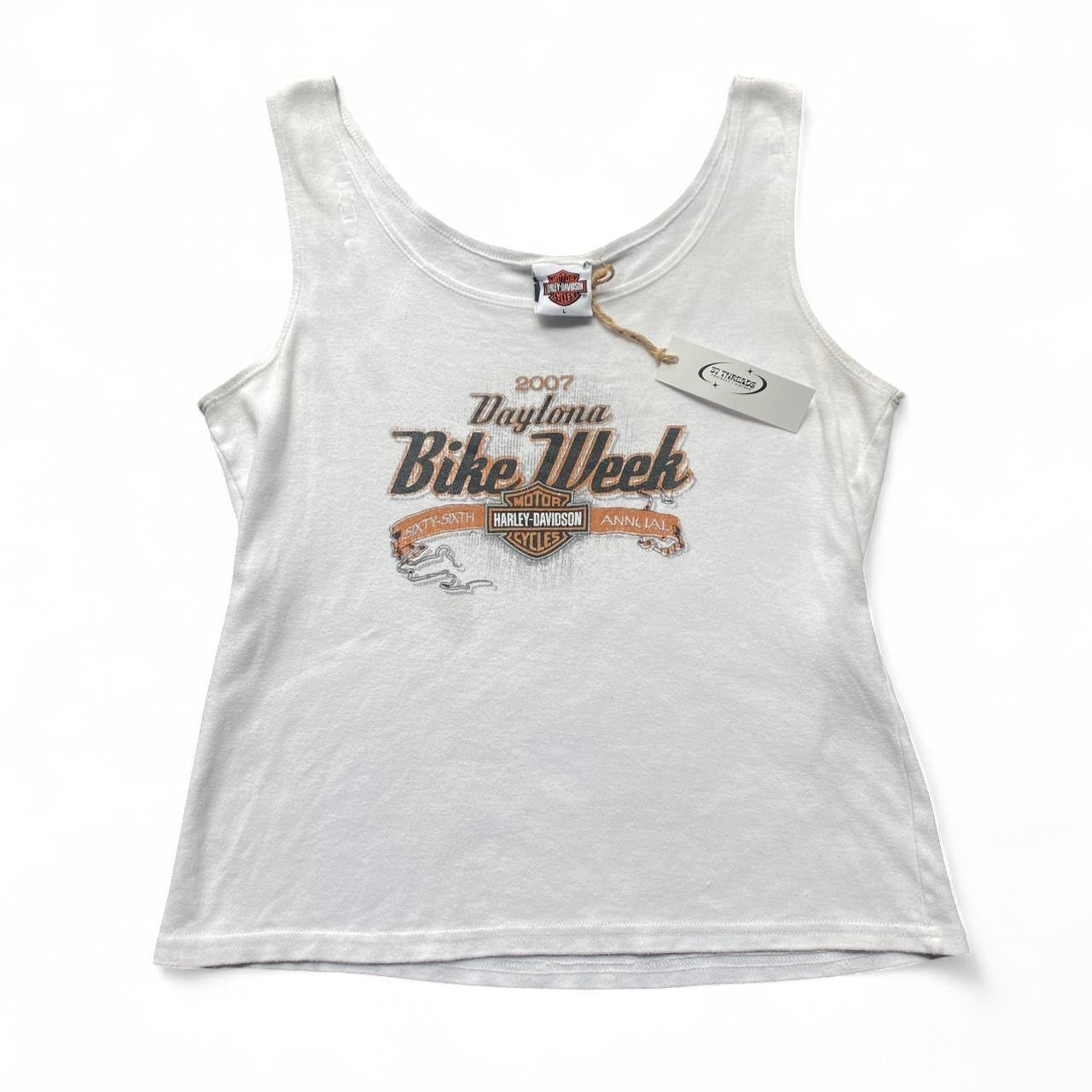 Vintage White graphic Harley Davidson top