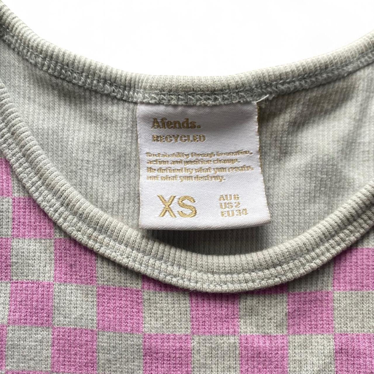 Pink and grey Afends checkered tank top