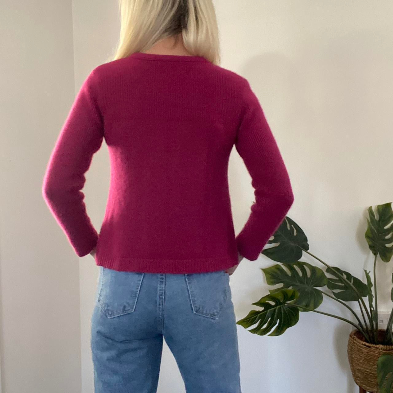 90s magenta pink cardigan with button up detail