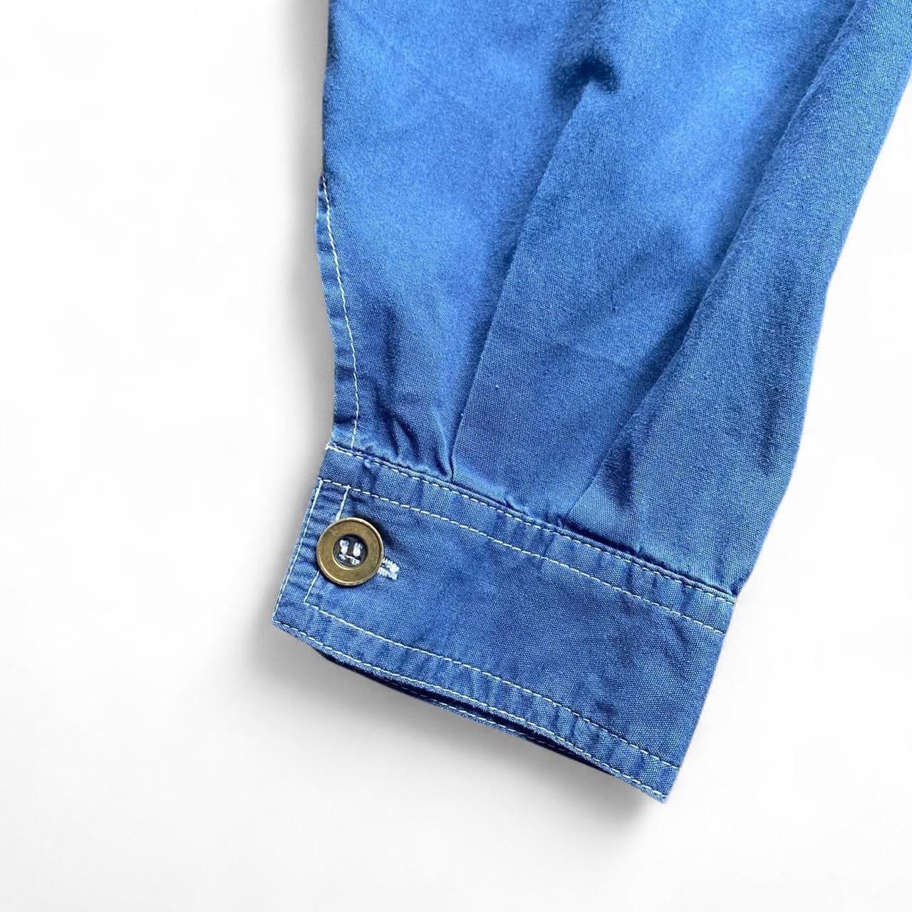 Blue denim style western button-up shirt