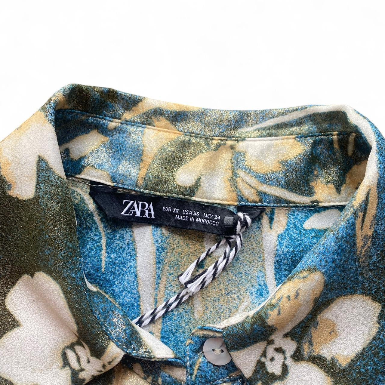 Blue & Gold Textured floral shirt