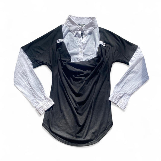 Y2K Black and white asymmetrical layered shirt