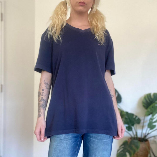 Navy Blue Tommy Hilfiger V-Neck cotton t-shirt