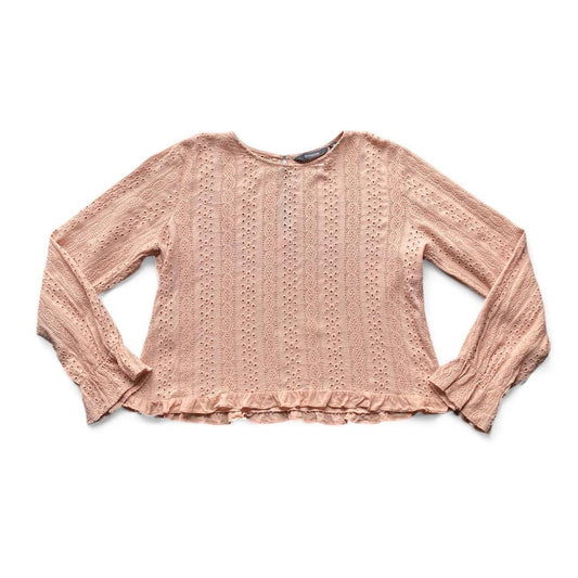 Cute peach fairy frill rayon long sleeve top