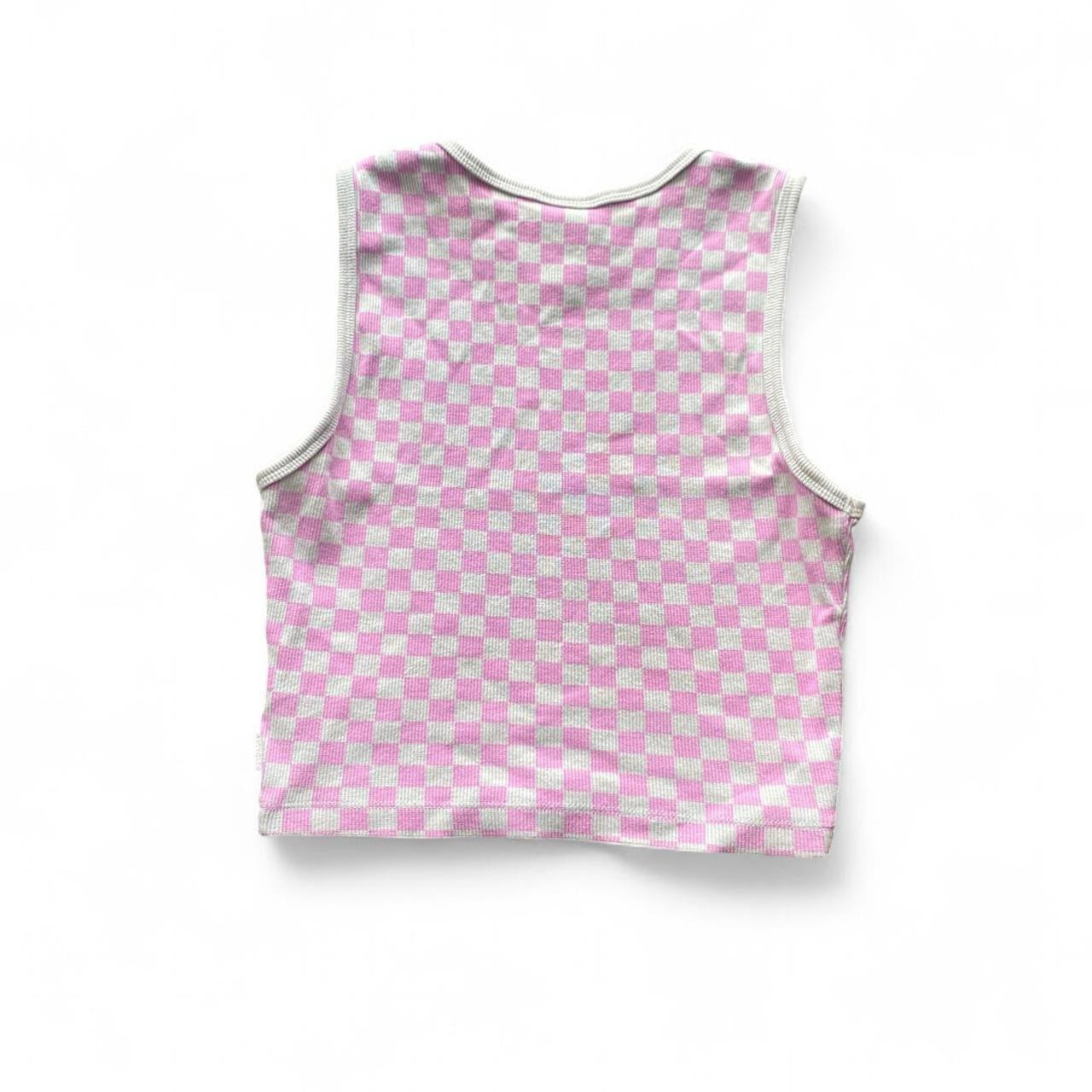 Pink and grey Afends checkered tank top