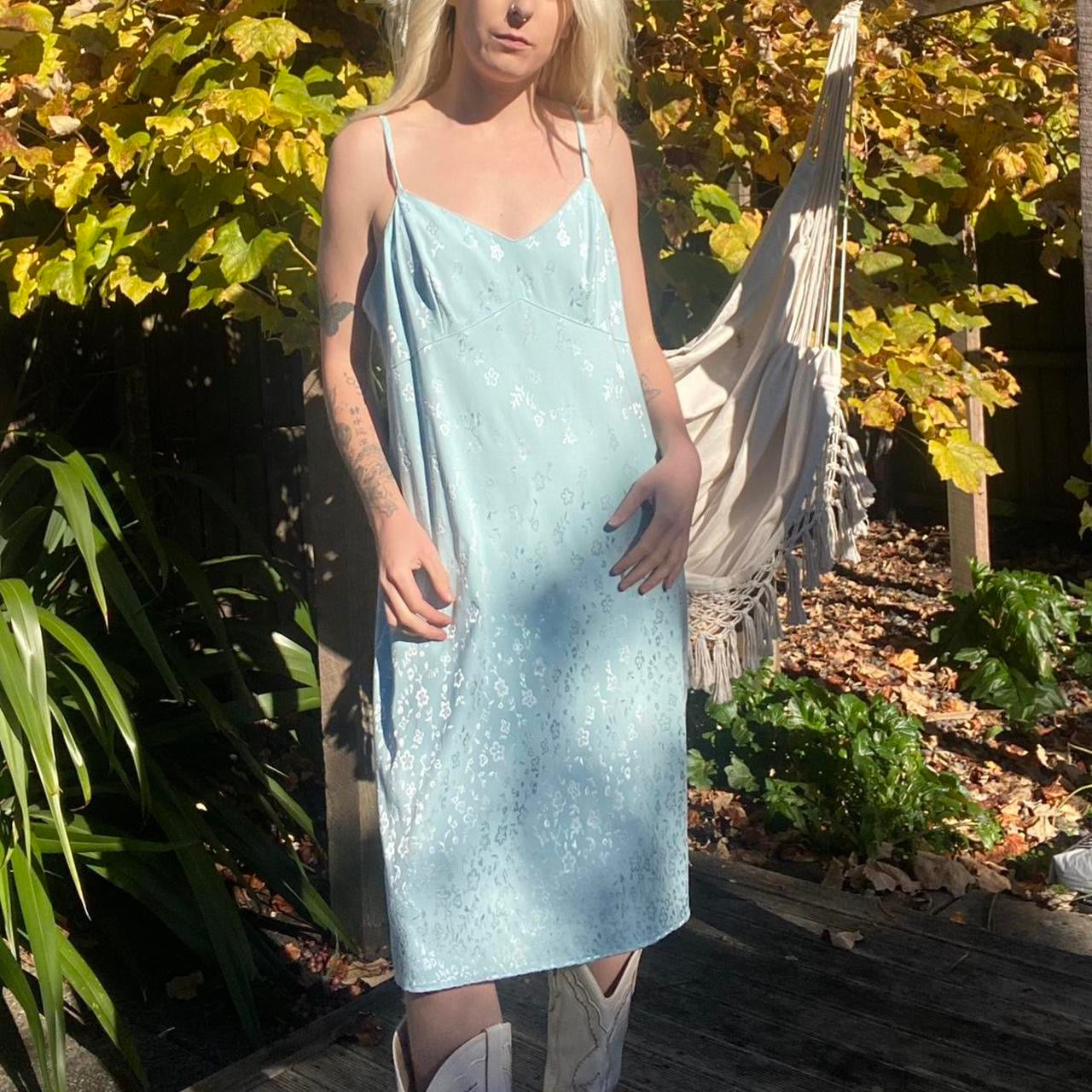 Vintage Baby blue Floral slip dress