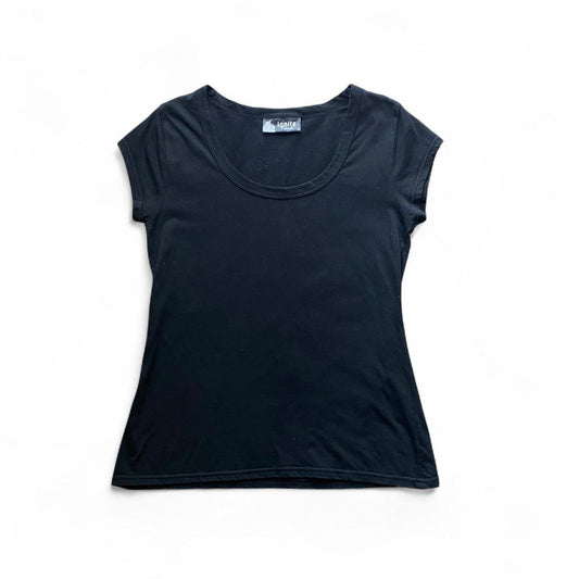 Black cotton short sleeve tee
