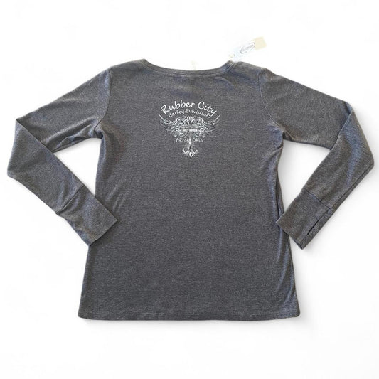 Vintage Grey/pink Harley Davidson long sleeve top