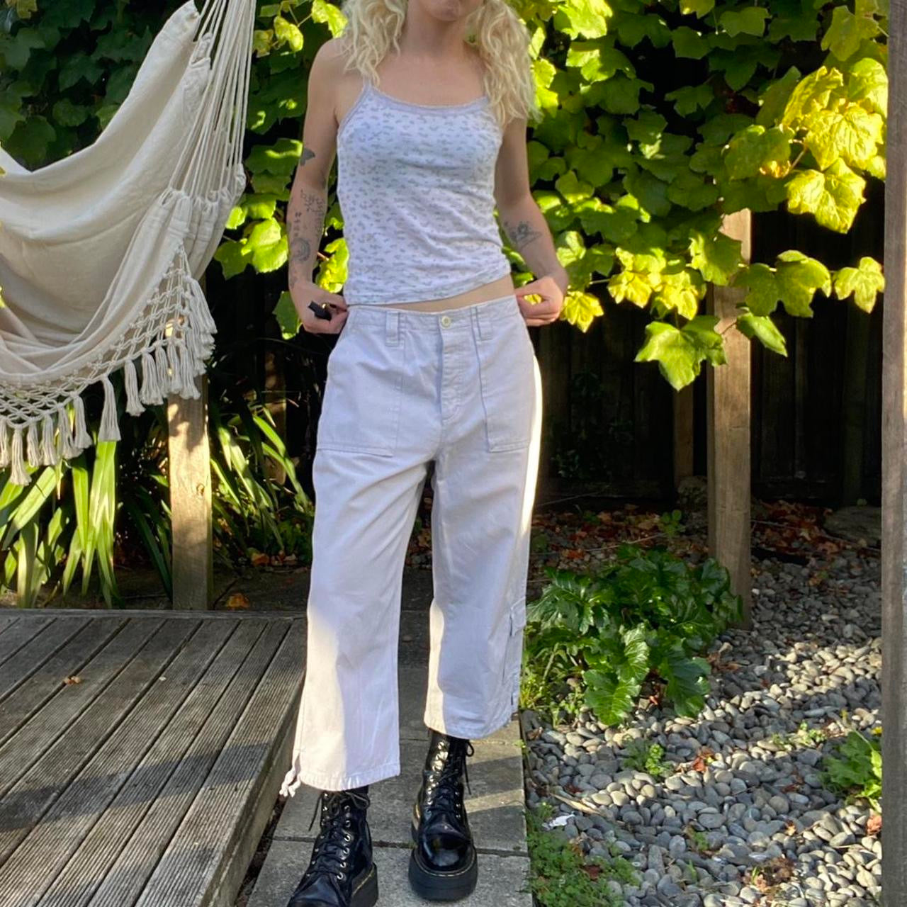 00s Cream cargo 3/4 pants