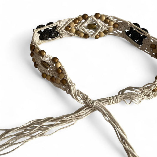 Macrame boho beaded tassel belt