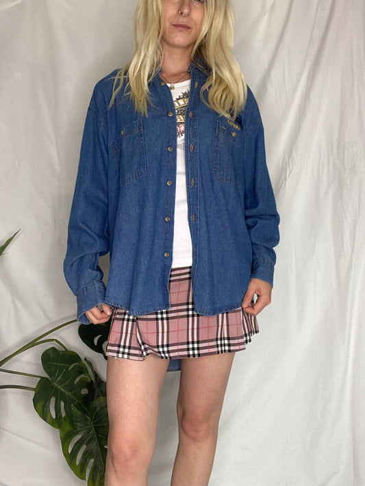 Vintage 80s Denim Shirt with cool embroidery