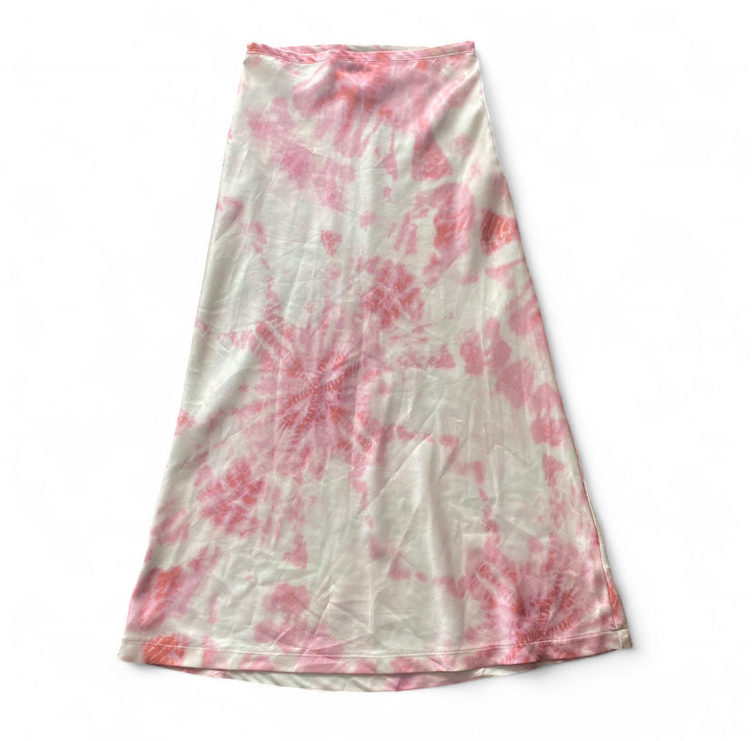 Pink and cream Tie dye pink slip skirt