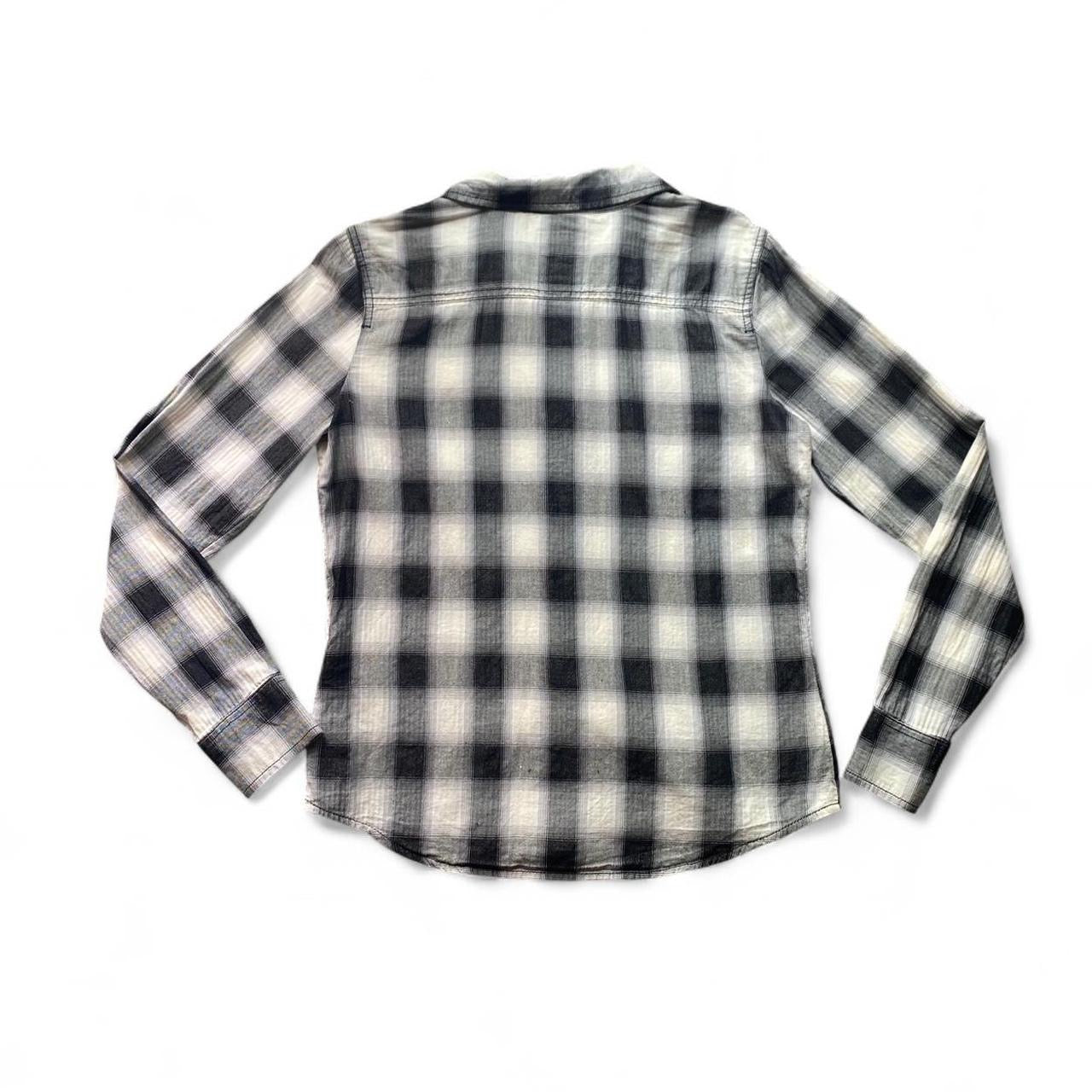 Black and white Harley Davidson plaid button down shirt