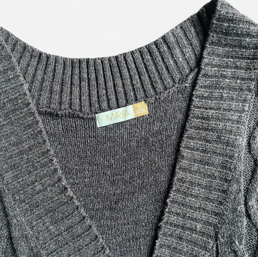 Y2K Grey knit sweater vest dress with buttons