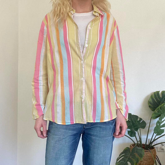 Y2K Multicolour striped button-up shirt