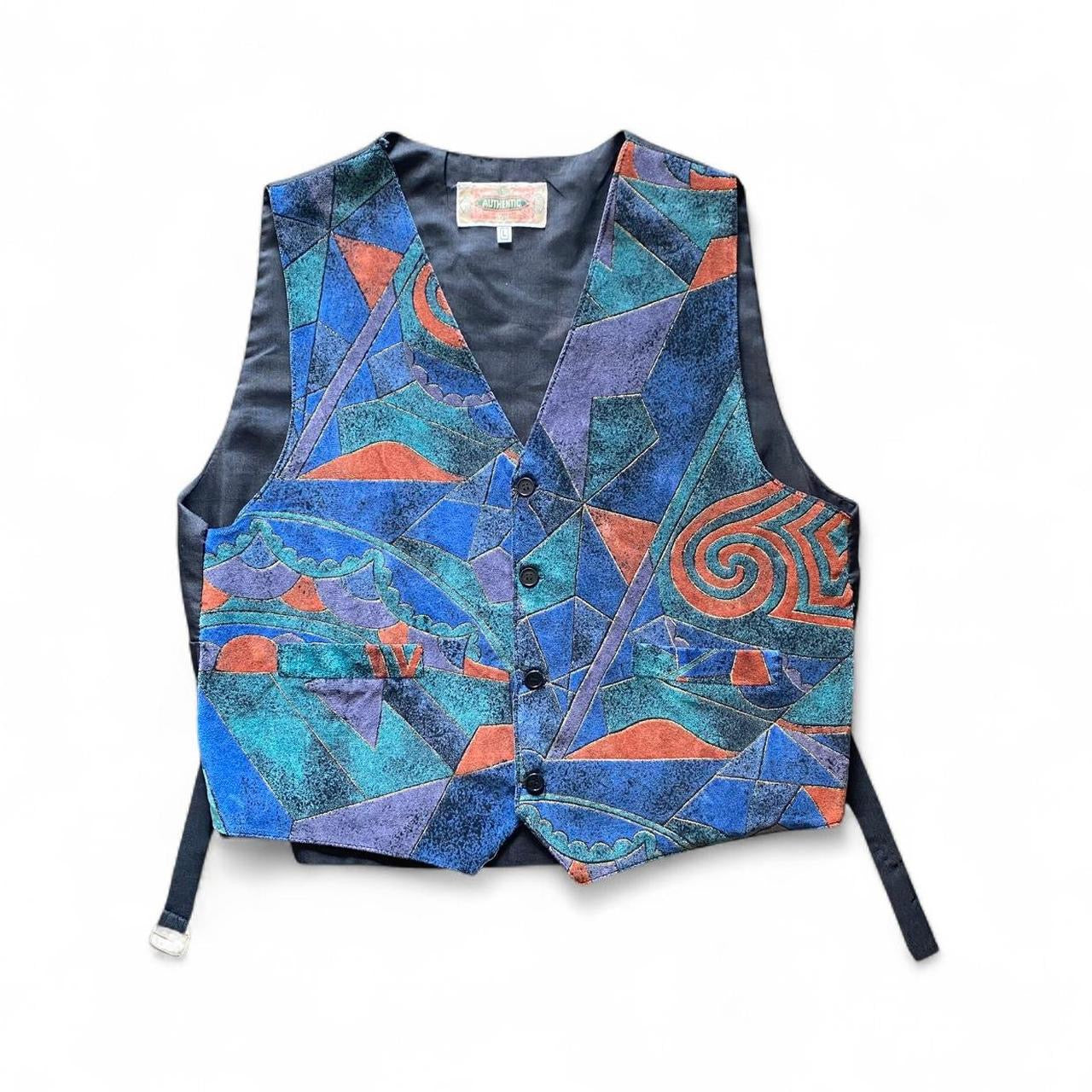Vintage velvet 90s geometric print vest