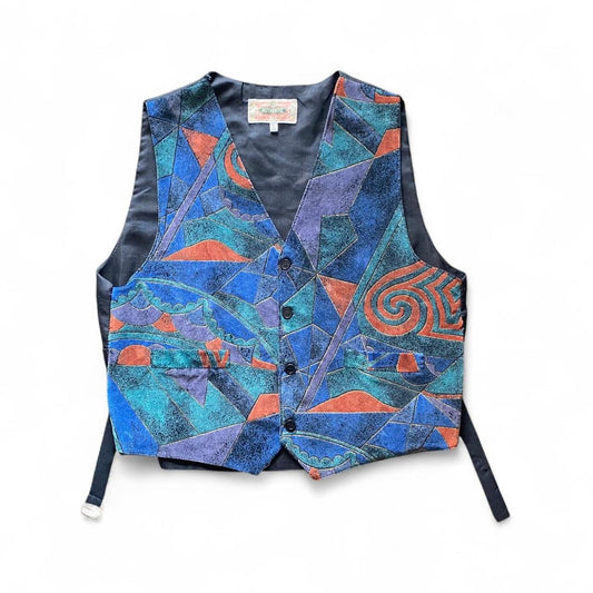 Vintage velvet 90s geometric print vest