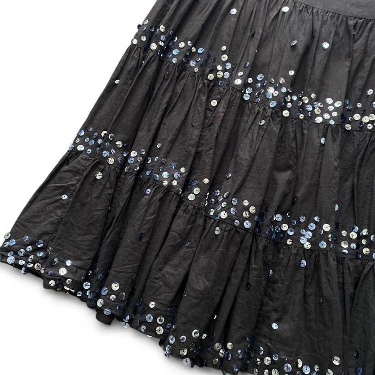 Y2K Brown fairy pleated maxi skirt with sequins
