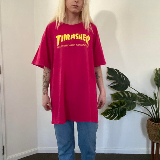 Thrasher pink and yellow tee