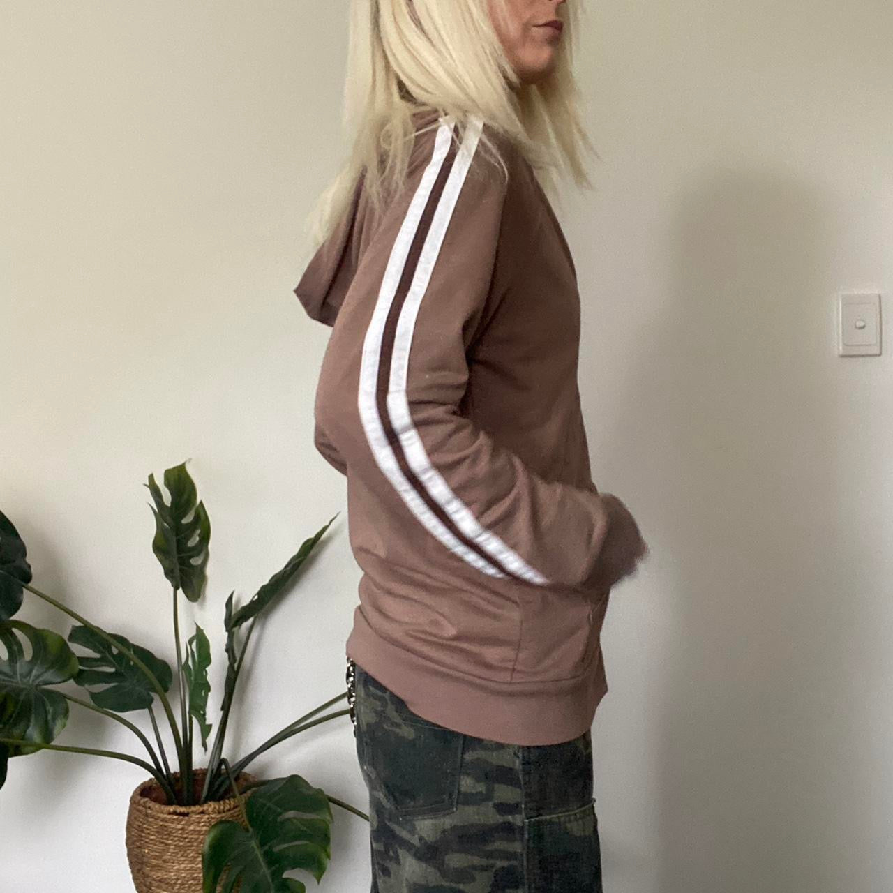Y2K brown striped sport zip up jacket