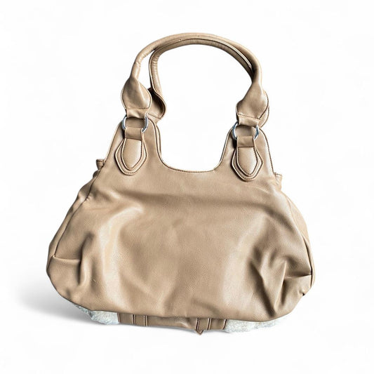 Y2K Tan wool shoulder bag with silver hardware