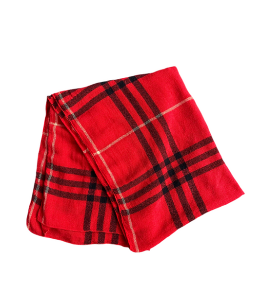 Amazing Red and black plaid chunky scarf