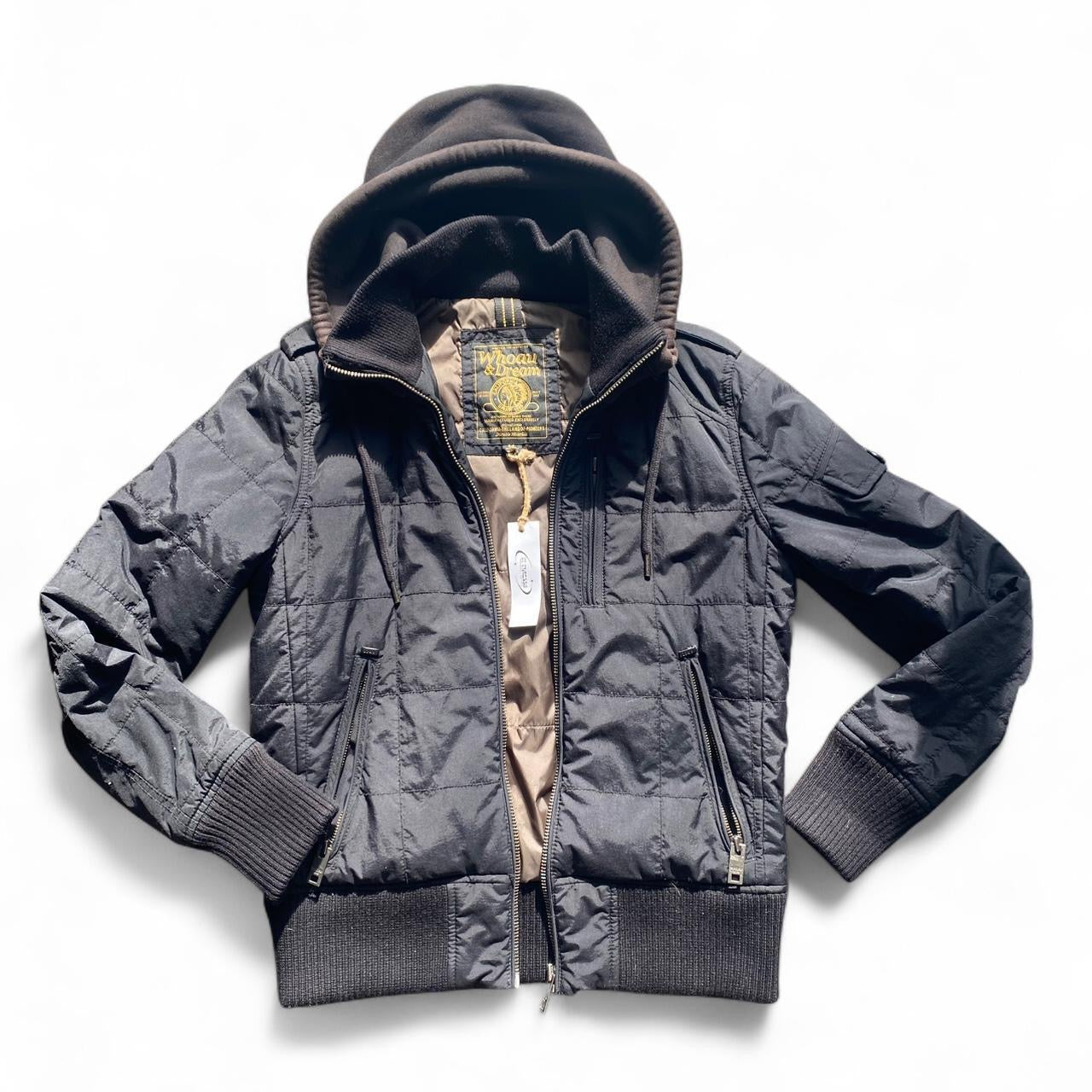 Y2K layered zip up hooded puffer jacket