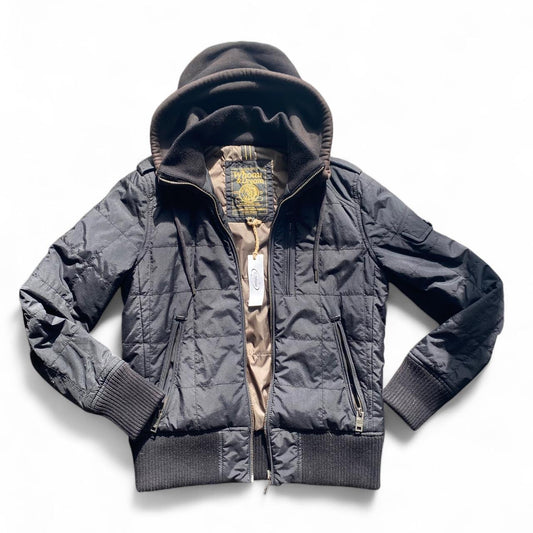 Y2K layered zip up hooded puffer jacket
