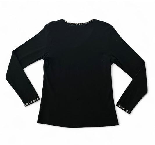Stunning Y2K sparkly black and gold sequin v neck top