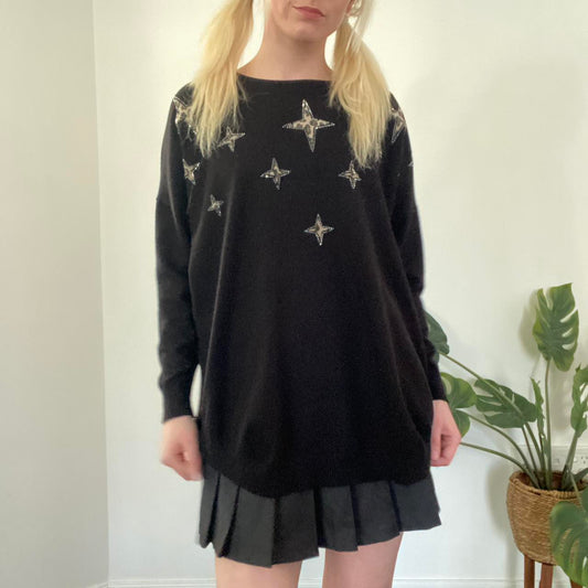 Cute Y2K cheetah print sparkle knit jumper