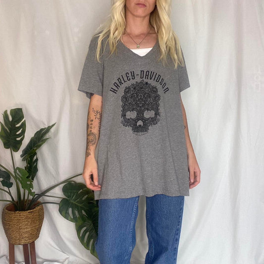 Vintage Grey Skull Harley Davidson Tee
