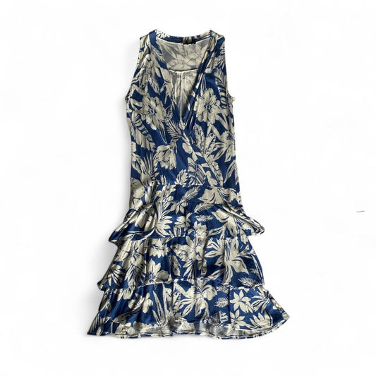 Blue/White floral ruffle summer dress