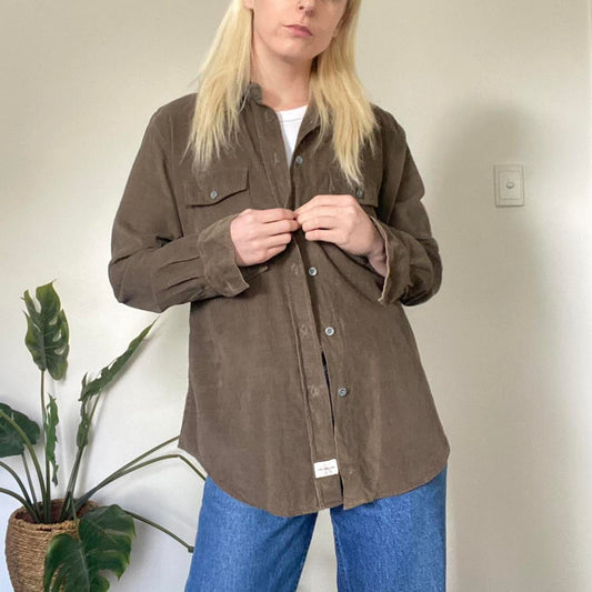 Vintage Brown Corduroy Calvin Klein Button Up shirt