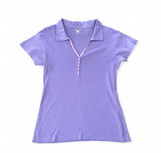 Vintage purple v neck ruched top with cute buttons