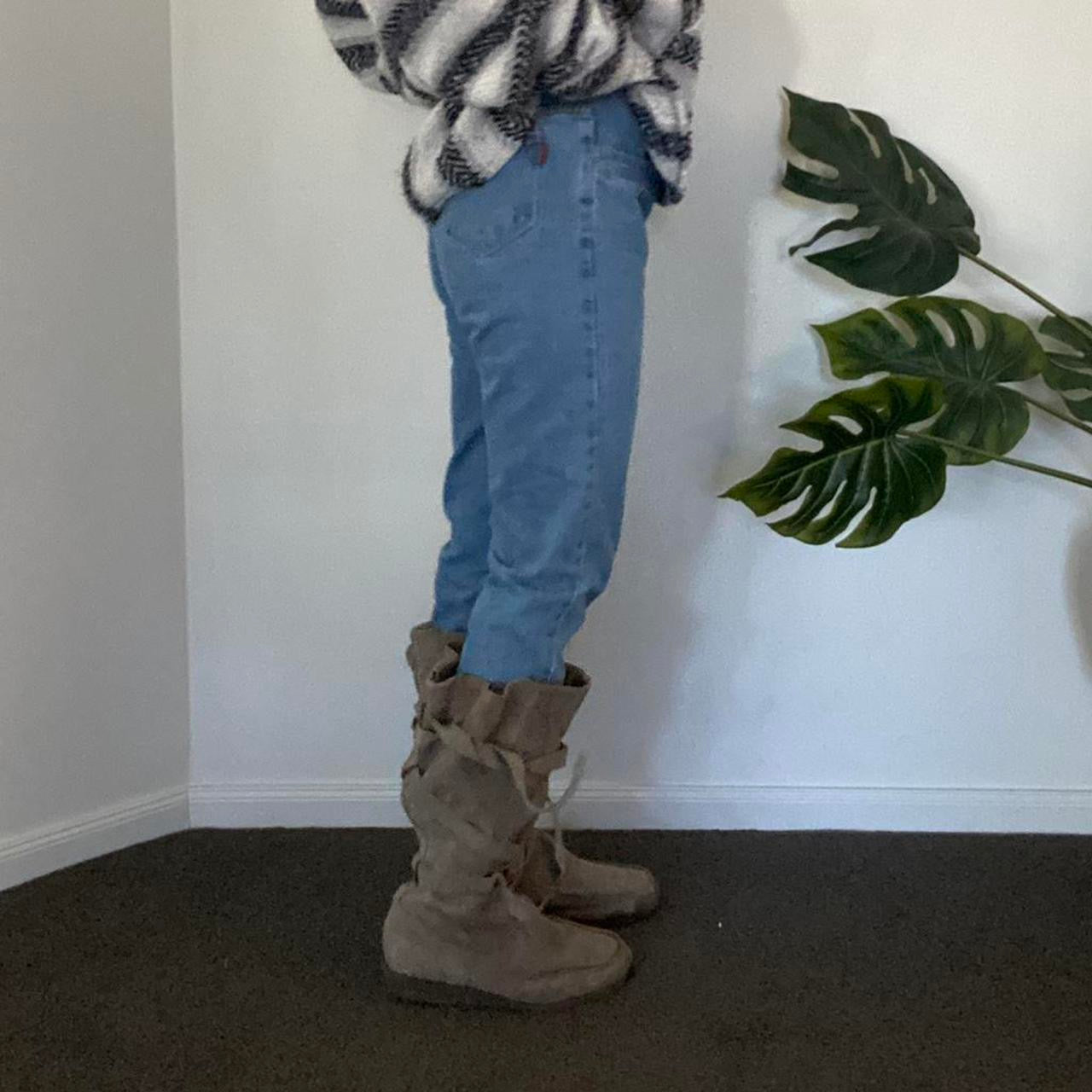 Y2K suede boots with buckles and laces
