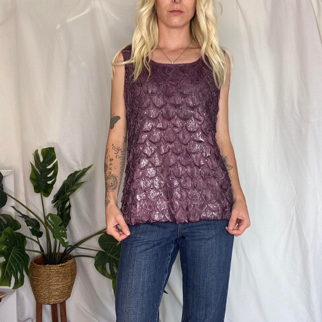 Vintage Purple Petal ruched Top