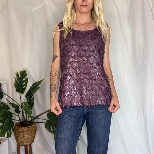 Vintage Purple Petal ruched Top