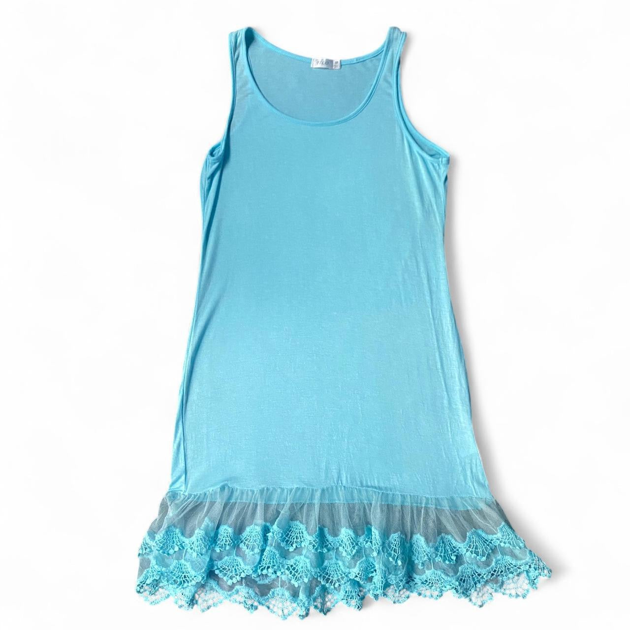 Baby Blue lace trim cotton mini dress