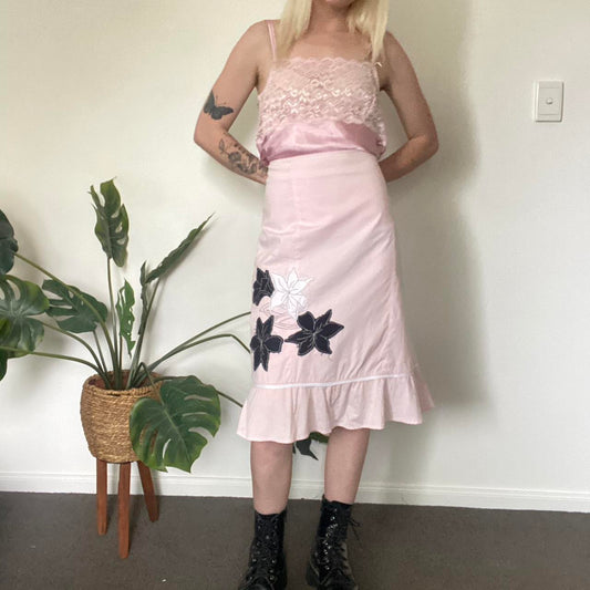 Vintage pretty pink midi skirt