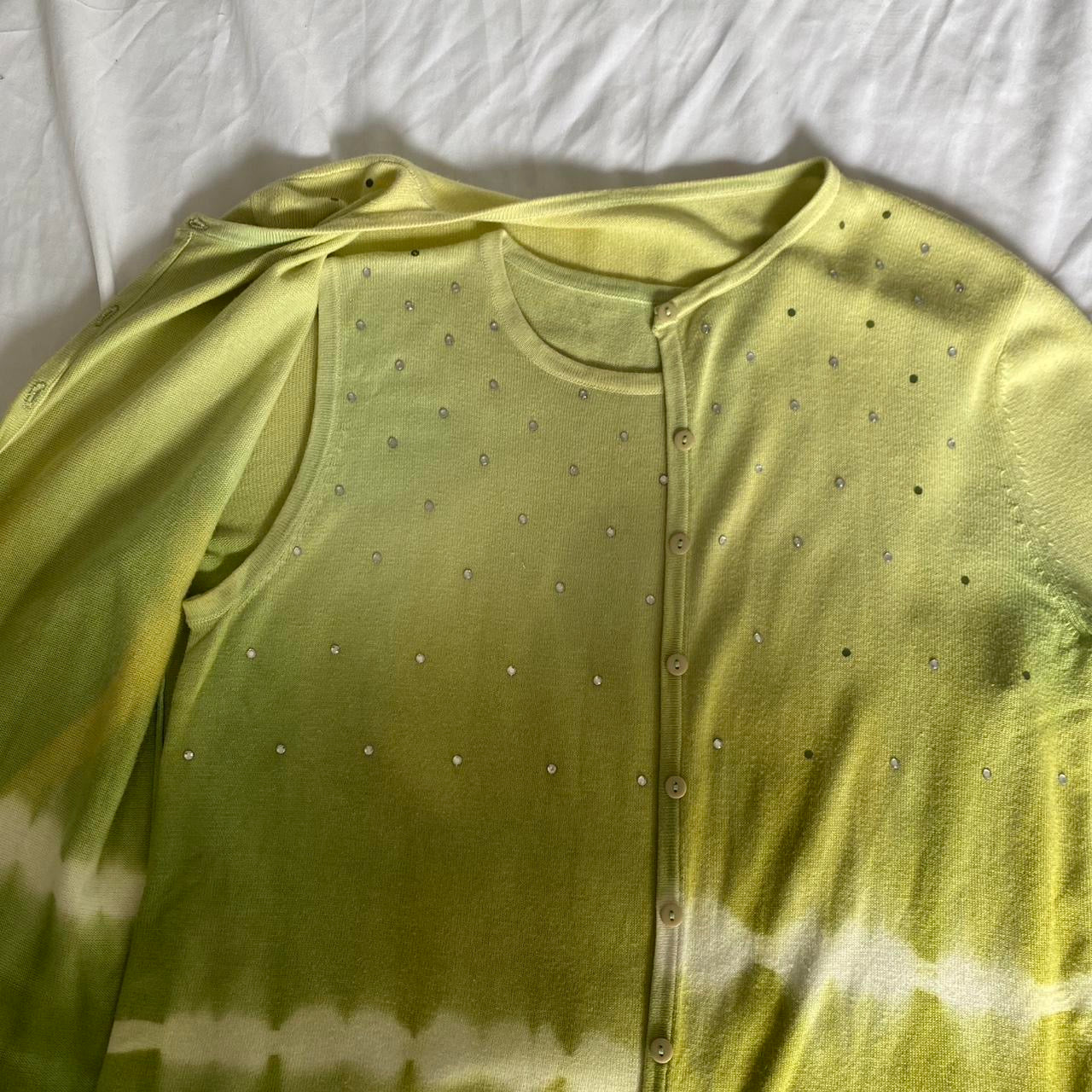 Green/White Tie Dye Cardi + tank top set