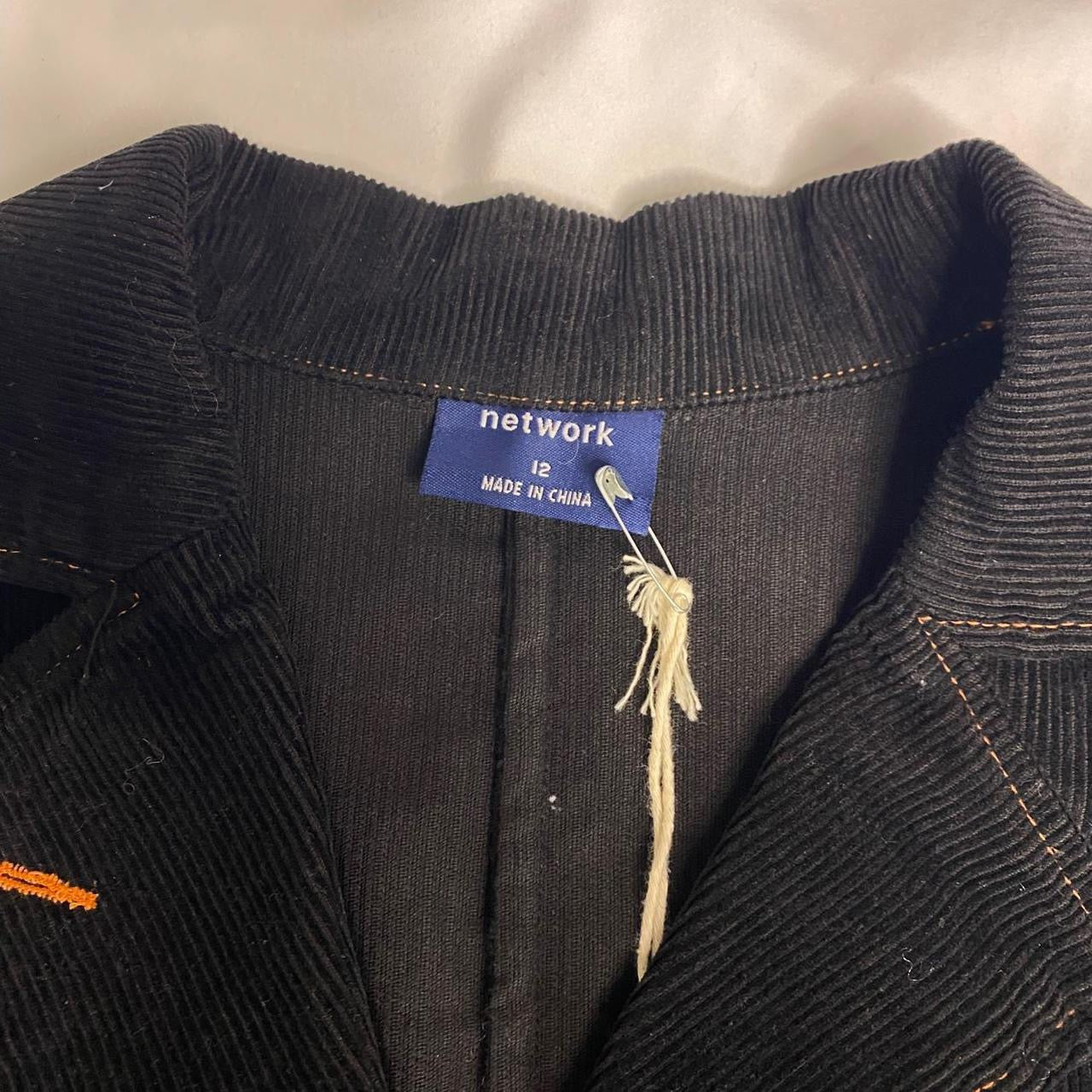 Black corduroy Blazer with orange trim detailing